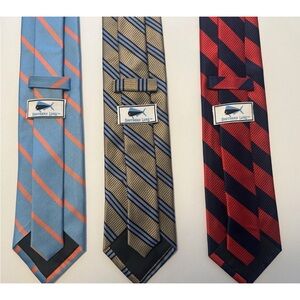 Blue,Tan,Red Southern Lure 100% Silk Men’s Ties Lot of 3 Striped Preppy Nautical